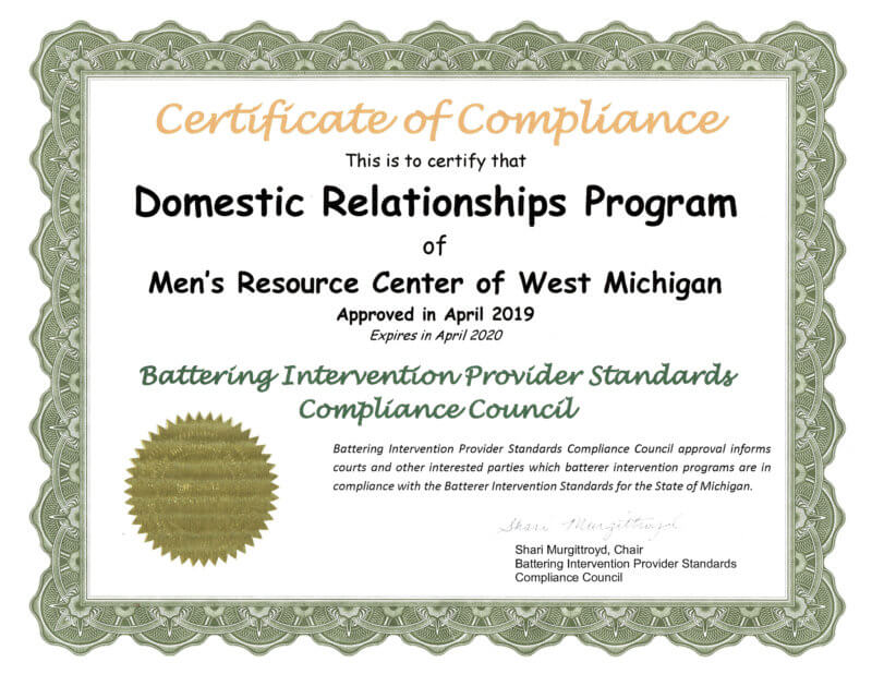 Batterer Intervention Certificate